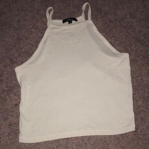 White crew neck crop top